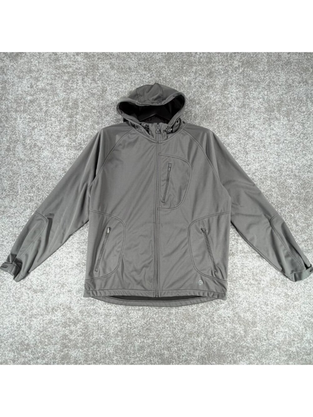 Mondetta Outdoor Project Windbreaker Jacket Mens L Gray‎ Full-Zip Hooded Logo